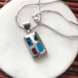 Silpada Sterling Silver Inlaid Pendant Necklace on Sterling Chain